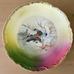Antique Rare Hand Painted Royal Carola Germany Signed Rudolph Bird Large Plate